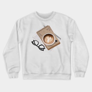 Coffee and Glasses Watercolor Design Crewneck Sweatshirt